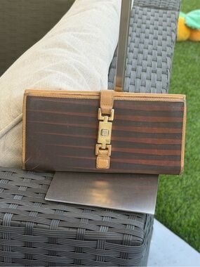 GUCCI Jakkie Canvas Leather Long Leather Bifold Wallet MultiColor